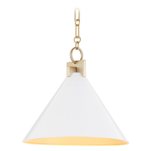 Quorum Lighting Jackson Studio White & Aged Brass Pendant with by Quorum Lighting 68-16-0880