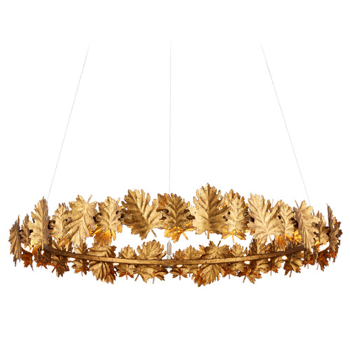 Currey and Company Lighting Currey and Company English Oak Gold Leaf LED Pendant Light 9000-1145