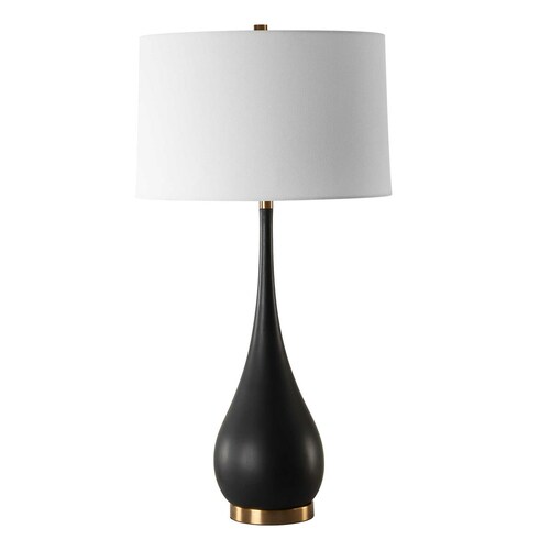 The Uttermost Company Nocturnal Black & Brass Table Lamp with Empire Shade