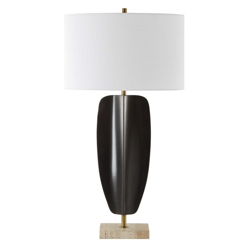 The Uttermost Company Kure Matte Black & Brass Table Lamp with Oval Shade