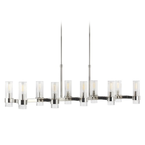 Visual Comfort Studio Collection Chapman & Meyers 10-Light Geneva Polished Nickel Linear Chandelier by Visual Comfort Studio CC13810PN