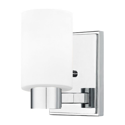 Satin White Glass Sconce Chrome