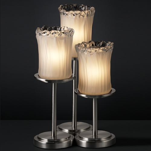 Justice Design Group Veneto Luce Collection Brushed Nickel Table Lamp by Justice Design Group GLA-8797-16-WTFR-NCKL