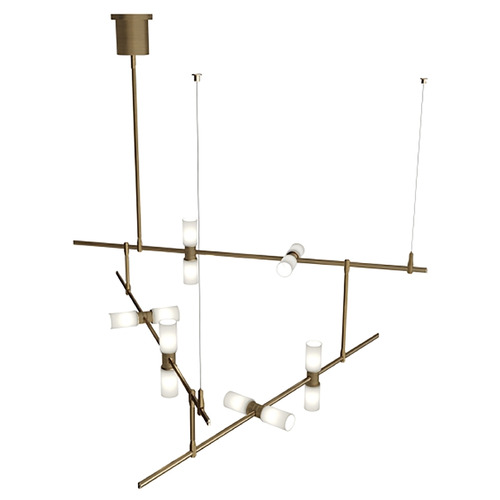ModernRail Chandelier in Aged Brass with Remote Canopy by Visual Comfort Modern