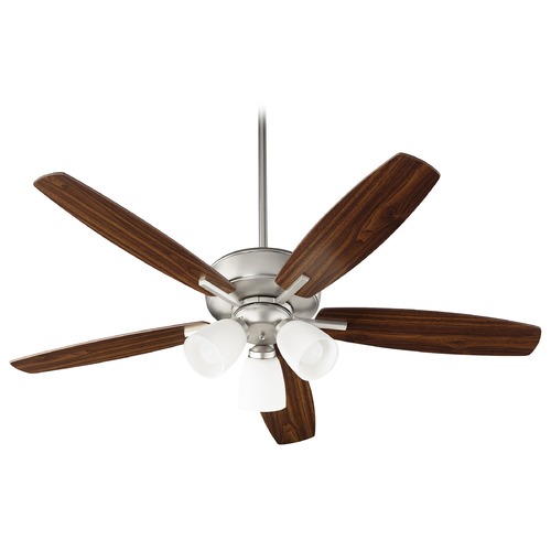 Breeze Satin Nickel LED Ceiling Fan with Light by Quorum Lighting