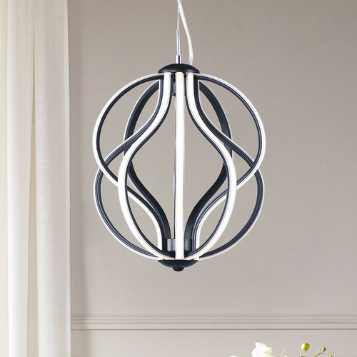 Aura 12-Inch LED Pendant in Black by ET2 Lighting