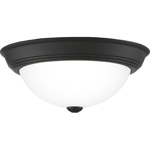 Quoizel Lighting Erwin 13-Inch Flush Mount in Matte Black with White Glass ERW1613MBK