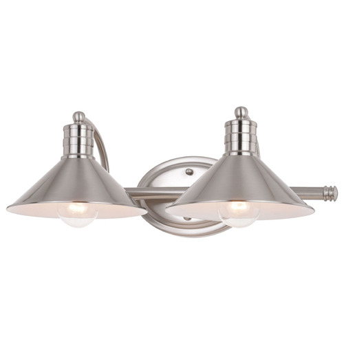 Vaxcel Lighting Akron Satin Nickel & Matte White Bathroom Light