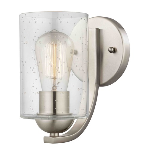 Seeded Glass Sconce Satin Nickel