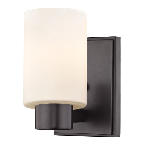 Satin White Glass Sconce Bronze