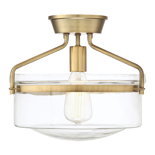 13.25-Inch Semi-Flush Mount in Natural Brass by Meridian