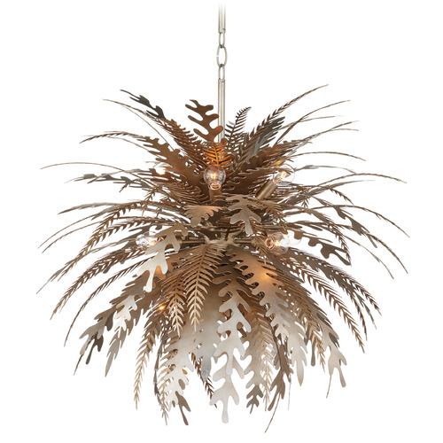 Currey and Company Ian Thornton Abyssinia Silver Leaf / Dark Silver Leaf Chandelier