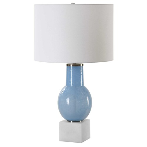 The Uttermost Company Clear Sky Blue Table Lamp with Drum Shade