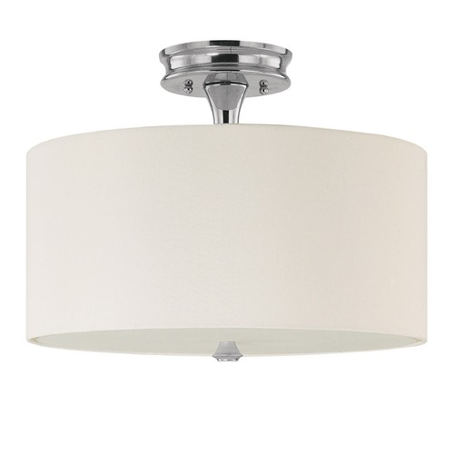 Capital Lighting Studio 15-Inch Semi-Flush Mount in Polished Nickel with White Shade 3874PN-496