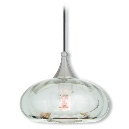 Livex Lighting Livex Lighting Art Glass Mini Pendant Brushed Nickel Mini-Pendant Light with Oblong Shade 40603-91