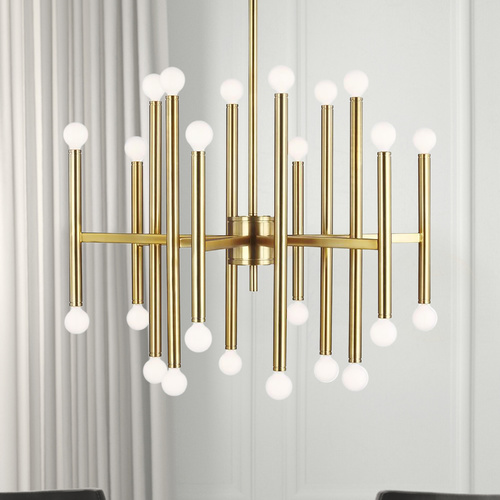 Thomas OBrien 29-Inch Beckham Modern Burnished Brass Chandelier by Visual Comfort Studio