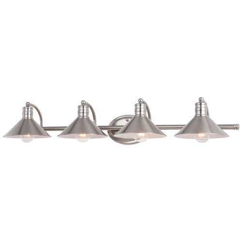 Vaxcel Lighting Akron Satin Nickel & Matte White Bathroom Light
