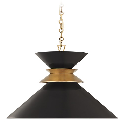 Visual Comfort Signature Collection E.F. Chapman Alborg Large Pendant in Brass & Black by Visual Comfort Signature CHC5245ABBLK