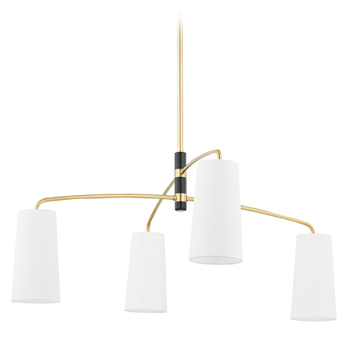 Mitzi Hudson Brass and Black 4-Light Chandelier