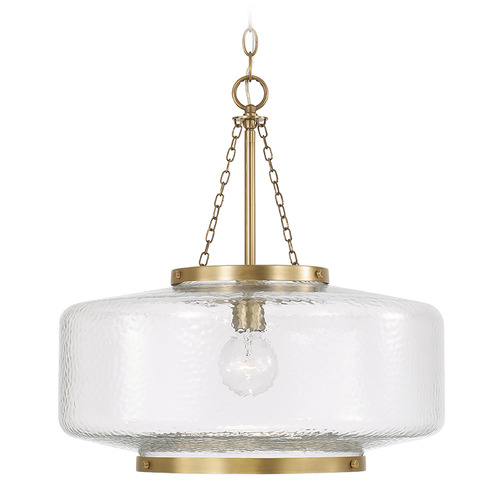 Capital Lighting Capital Lighting Landon Aged Brass Pendant Light with Drum Shade 355311AD