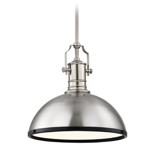 Design Classics Lighting Farmhouse Pendant Light Satin Nickel and Black 13.38-Inch Wide 1765-09 SH1776-09 R1776-07