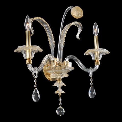 Allegri Crystal La Rosa 24k Gold Sconce