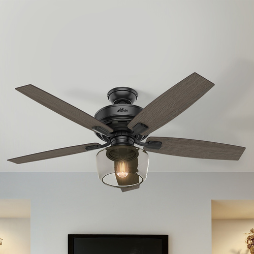 Bennett 52-Inch Low Profile Fan in Matte Black by Hunter Fan Company