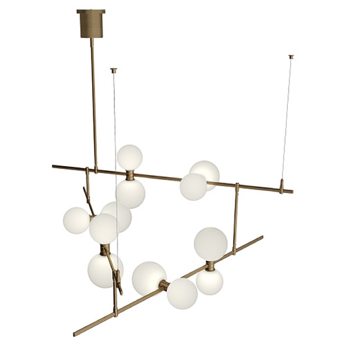 ModernRail Chandelier in Aged Brass with Surface Canopy by Visual Comfort Modern