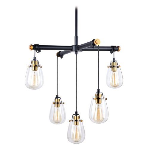 Vaxcel Lighting Kassidy Black & Natural Brass Chandelier