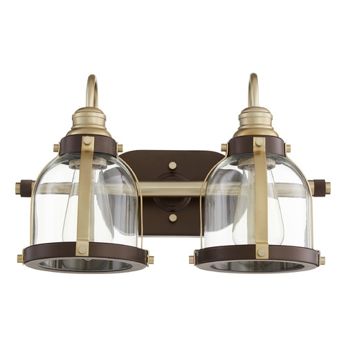 Aged Brass & Oiled Bronze Bathroom Light by Quorum Lighting