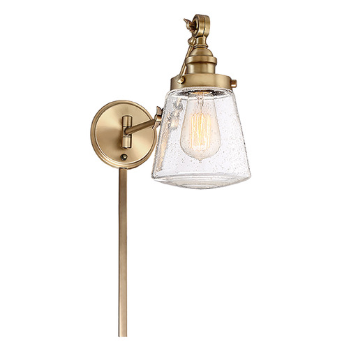 Meridian 12.63-Inch High Adjustable Convertible Wall Sconce in Natural Brass by Meridian M90020NB