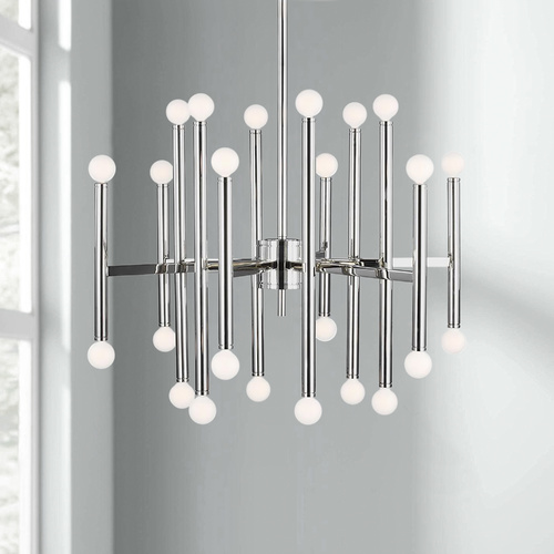 Visual Comfort Studio Collection Thomas OBrien 29-Inch Beckham Modern Polished Nickel Chandelier by Visual Comfort Studio TC10624PN