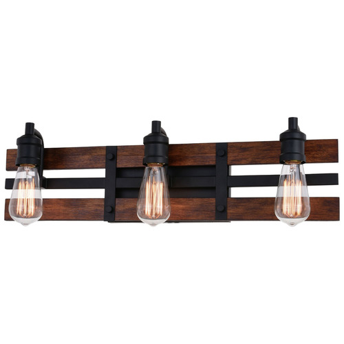 Vaxcel Lighting Carrington Matte Black & Deep Walnut Bathroom Light