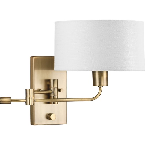 Progress Lighting Carrick Swing Arm Wall Light in Vintage Brass by Progress Lighting P710104-163