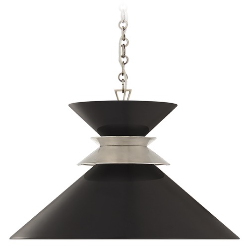 Visual Comfort Signature Collection E.F. Chapman Alborg Large Pendant in Nickel & Black by Visual Comfort Signature CHC5245ANBLK