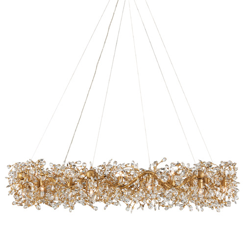 Currey and Company Crystal Bud Clear / Brass Crystal Chandelier