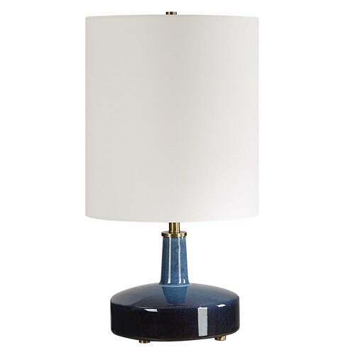 The Uttermost Company Abyss Blue & Brass Table Lamp with Cylindrical Shade
