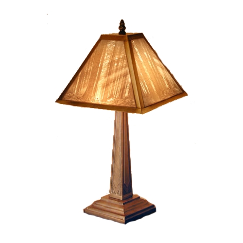 Accent Table Lamp with Woodland Etched Porcelain Shade