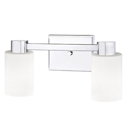Design Classics Lighting 2-Light White Glass Bathroom Vanity Light Chrome 2102-26 GL1028C