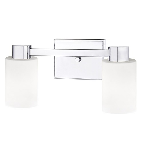 2-Light White Glass Bathroom Vanity Light Chrome