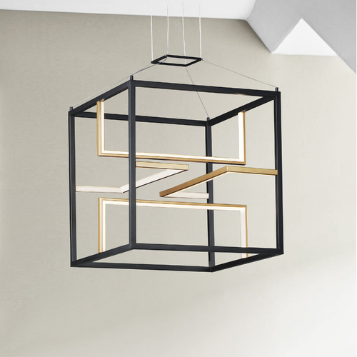 ET2 Lighting Chamber 18.25-Inch LED Pendant in Black & Gold by ET2 Lighting E21224-BKGLD