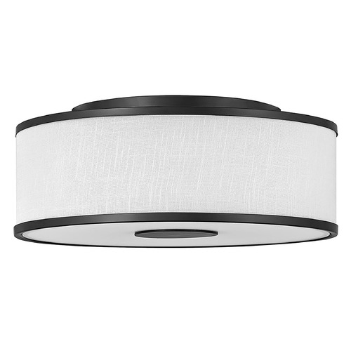 Hinkley Halo Medium LED Flush Mount in Black & Off White Linen by Hinkley Lighting 42008BK