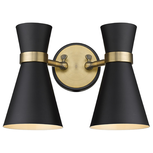 Z-Lite Soriano Matte Black & Heritage Brass Sconce by Z-Lite 728-2S-MB-HBR