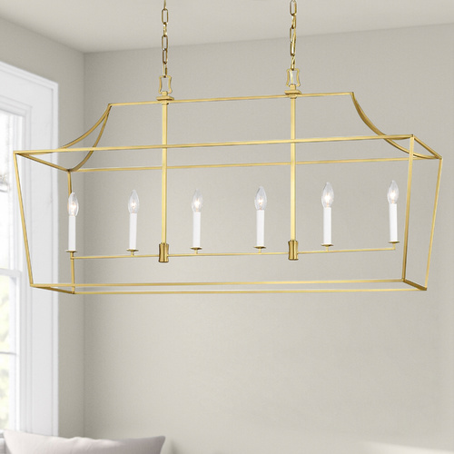 Visual Comfort Studio Collection Chapman & Meyers Southold Burnished Brass Linear Hanging Lantern by Visual Comfort Studio CC1036BBS