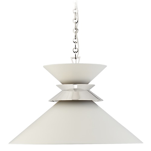 E.F. Chapman Alborg Large Pendant in Nickel & White by Visual Comfort Signature