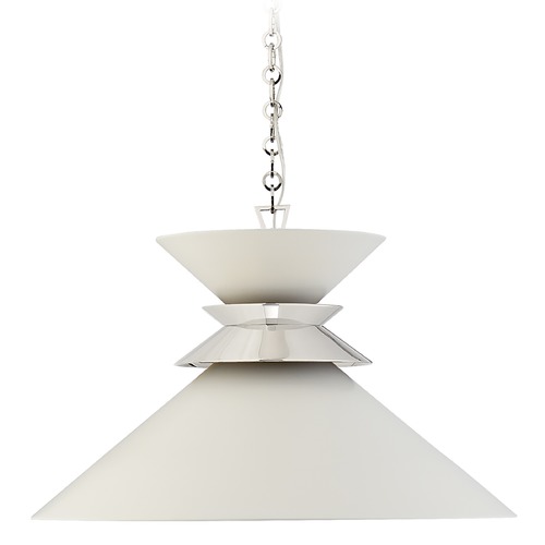 Visual Comfort Signature Collection E.F. Chapman Alborg Large Pendant in Nickel & White by Visual Comfort Signature CHC5245PNWHT