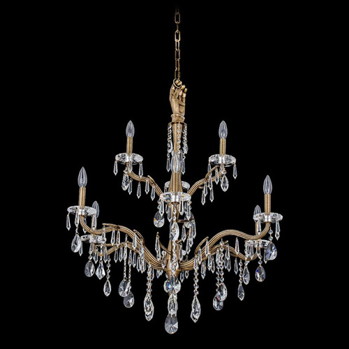 Allegri Lighting Allegri Crystal Venere Historic Brass Crystal Chandelier 039072-032-FR001
