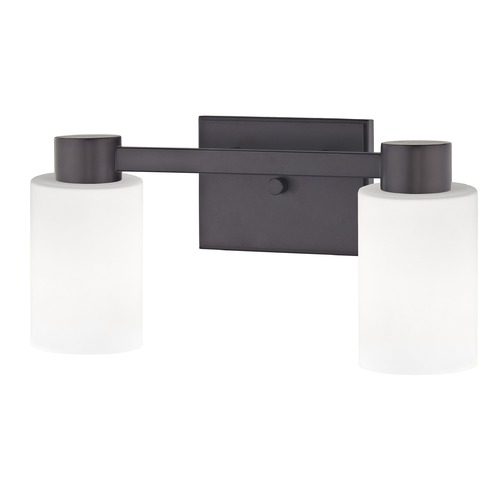 2-Light White Glass Bathroom Vanity Light Bronze