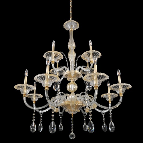 Allegri Crystal La Rosa 24k Gold Crystal Chandelier