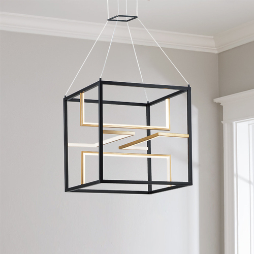 Chamber 23.75-Inch LED Pendant in Black & Gold by ET2 Lighting